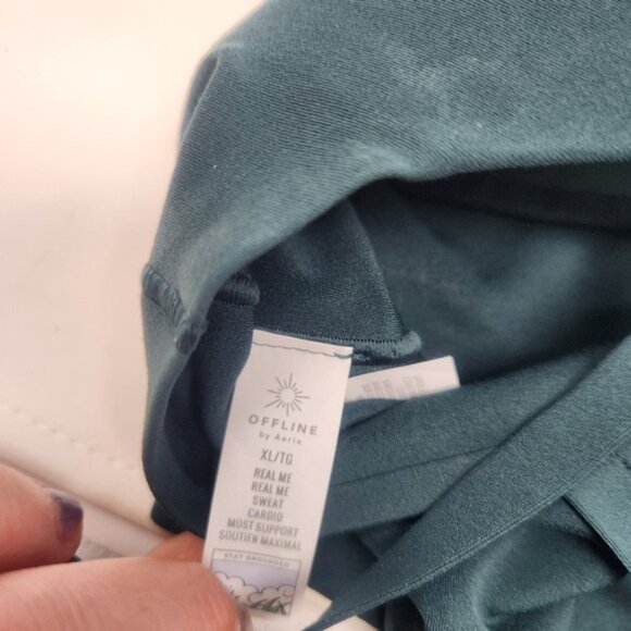 OFFLINE By Aerie Real Me Hold Up! Most Support Sports Bra XL Dark Green Strappy - Picture 6 of 9